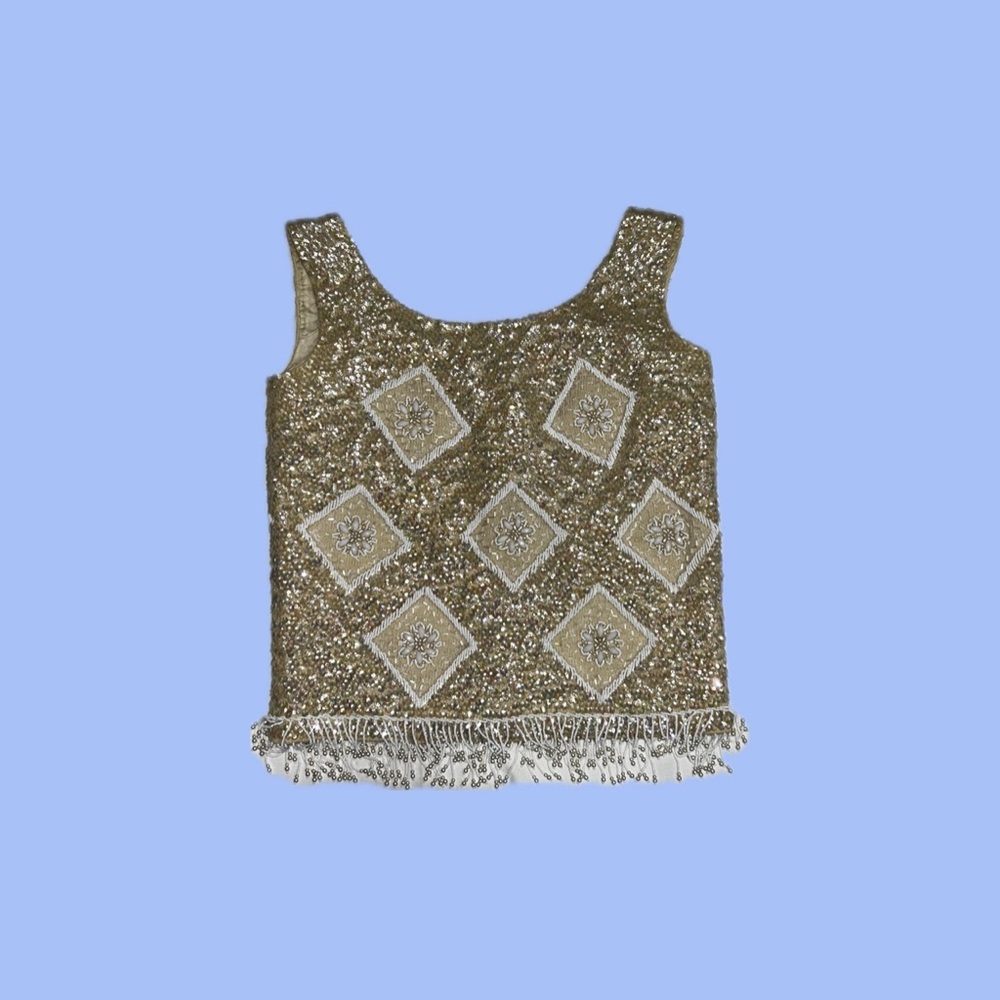 Vintage 1960s sequin and beaded knit top